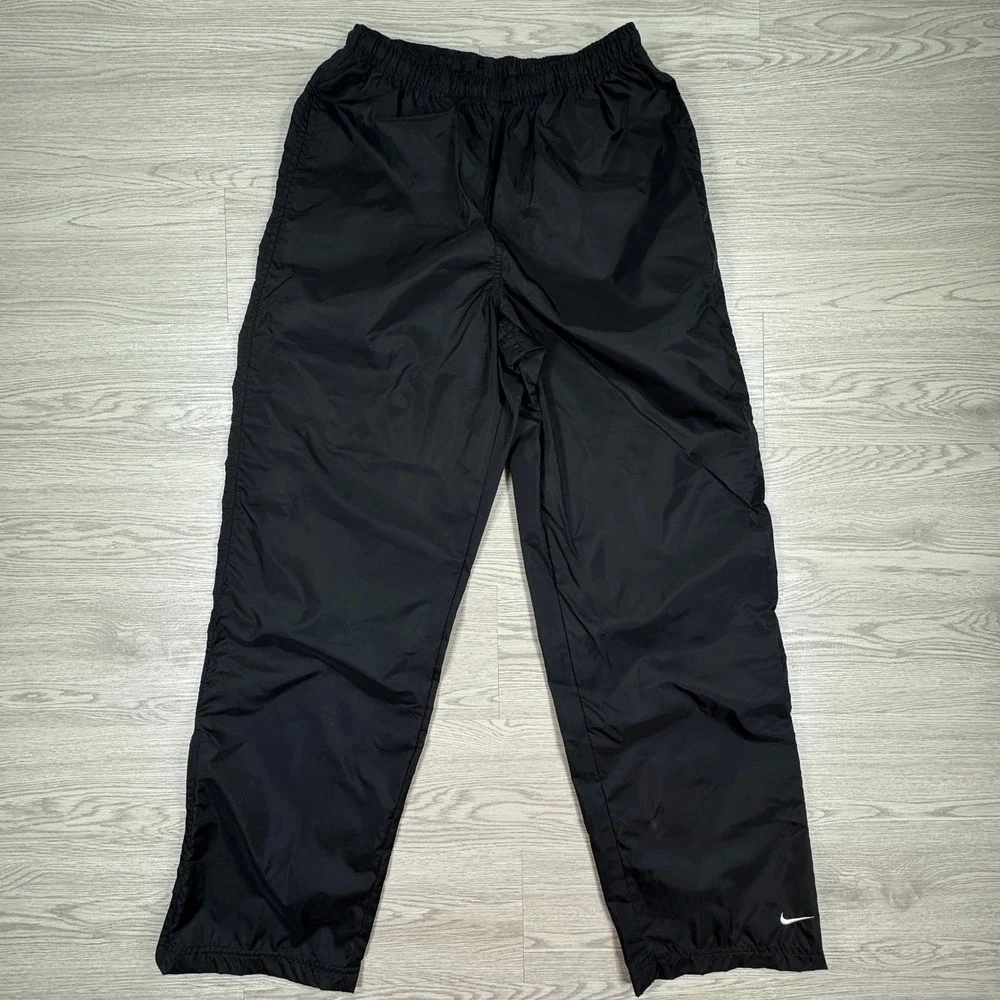 Nike Kids Pants Track Windbreaker Black Medium 8-10 Swoosh Elastic Waist Pocket
